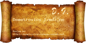 Demetrovics Izméne névjegykártya